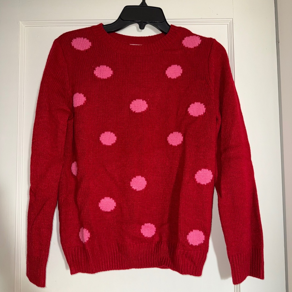 Pink Polka Dot Red Sweater size PS